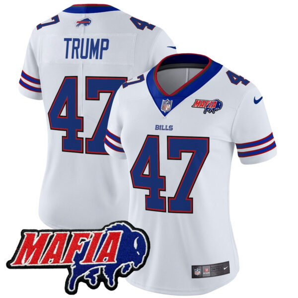 Women’s Buffalo Bills 2024 Bills Mafia Patch Vapor Limited Jersey – All Stitched – White – Donald Trump Jersey