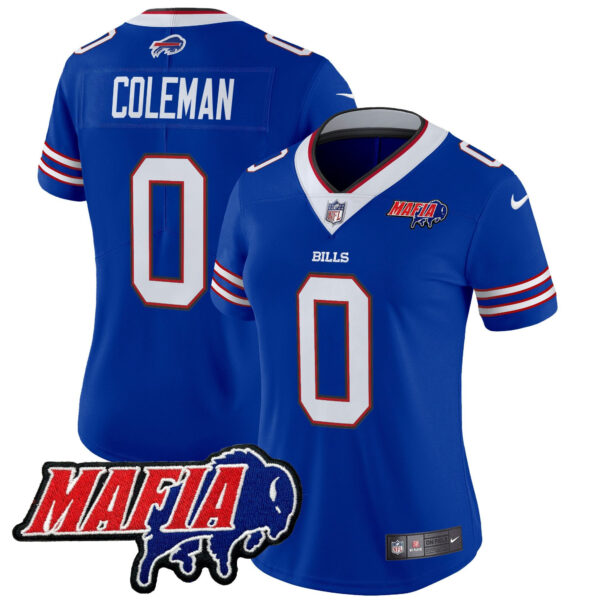 Women’s Buffalo Bills 2024 Bills Mafia Patch Vapor Limited Jersey – All Stitched – Royal – Keon Coleman Jersey