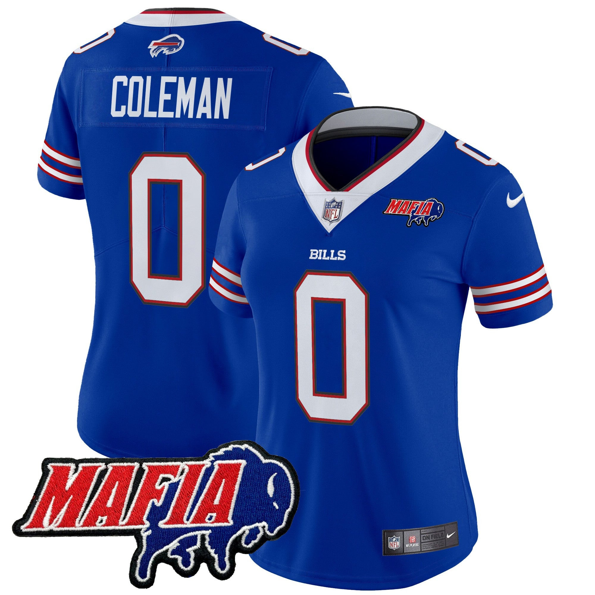 Women’s Buffalo Bills 2024 Bills Mafia Patch Vapor Limited Jersey – All Stitched – Royal – Keon Coleman Jersey