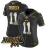 Women’s Buffalo Bills 2024 Bills Mafia Patch Gold Vapor Limited Jersey – All Stitched – Black Limited – Mitchell Trubisky Jersey