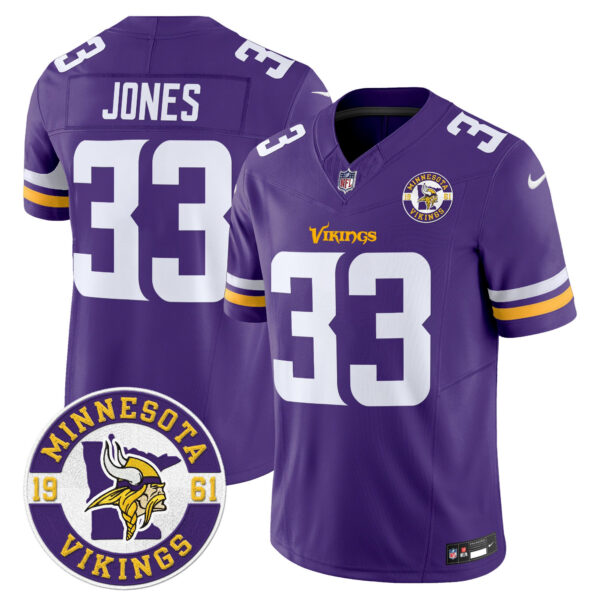 Minnesota Vikings King Of The North Patch Vapor Limited Jersey – Est. 1961 Patch – All Stitched – Purple – Aaron Jones Jersey