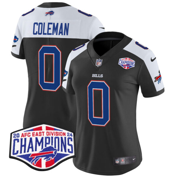 Women’s Bills 2024 AFC East Division Champions Vapor Limited Jersey – All Stitched – Black Alternate – Keon Coleman Jersey
