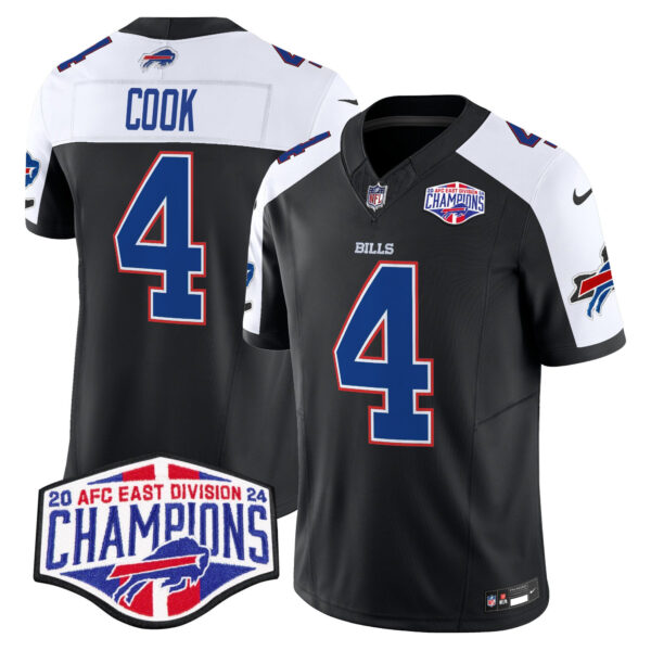 Bills 2024 AFC East Division Champions Vapor Limited Jersey – All Stitched – Black Alternate – James Cook Jersey