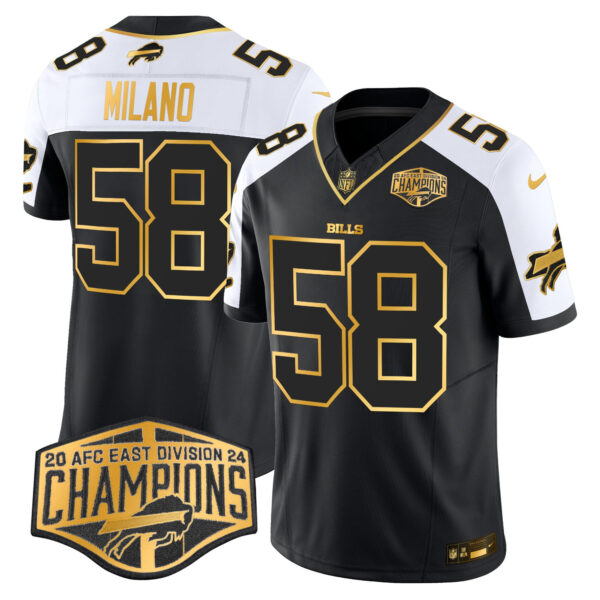 Bills 2024 AFC East Division Champions Gold Vapor Limited Jersey – All Stitched – Alternate – Matt Milano Jersey