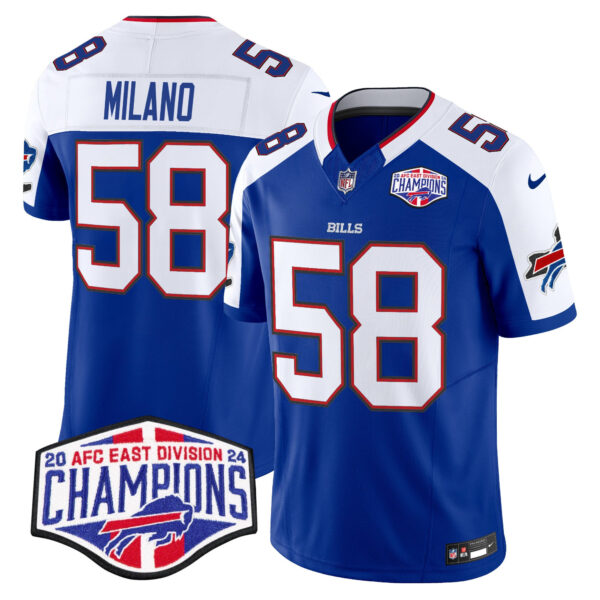 Bills 2024 AFC East Division Champions Vapor Limited Jersey – All Stitched – Royal Alternate – Matt Milano Jersey