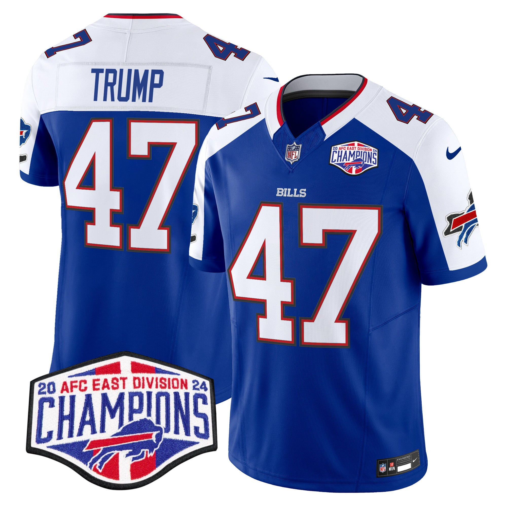 Bills 2024 AFC East Division Champions Vapor Limited Jersey – All Stitched – Royal Alternate – Donald Trump Jersey