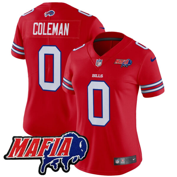 Women’s Buffalo Bills 2024 Bills Mafia Patch Vapor Limited Jersey – All Stitched – Red – Keon Coleman Jersey