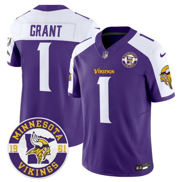 Minnesota Vikings King Of The North Patch Vapor Limited Jersey – Est. 1961 Patch – All Stitched – Purple Alternate – Bud Grant Jersey