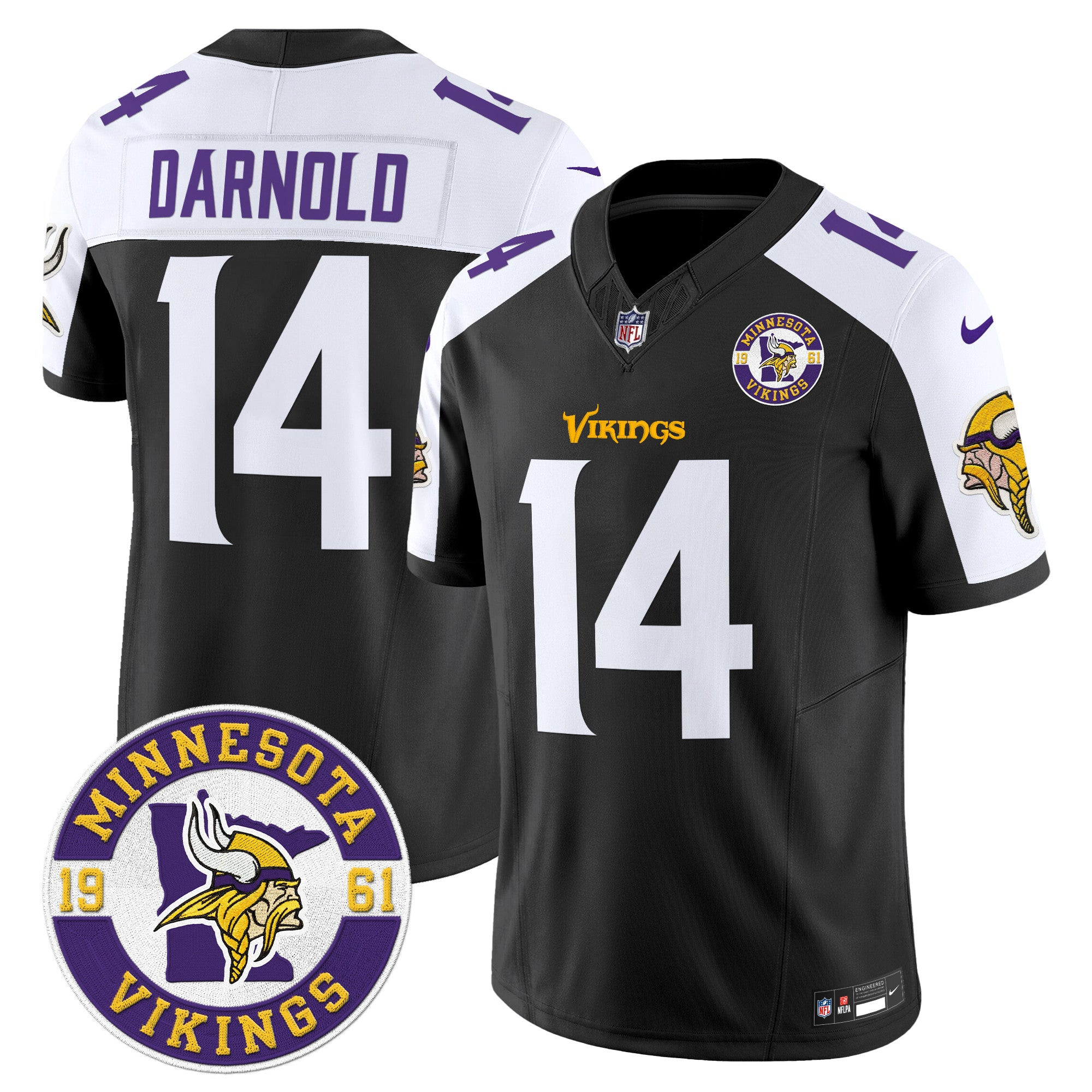 Minnesota Vikings King Of The North Patch Vapor Limited Jersey – Est. 1961 Patch – All Stitched – Black Alternate – Sam Darnold Jersey