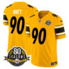 Pittsburgh Steelers 80th Anniversary Patch Vapor Limited Jersey – All Stitched – Gold – T. J. Watt Jersey