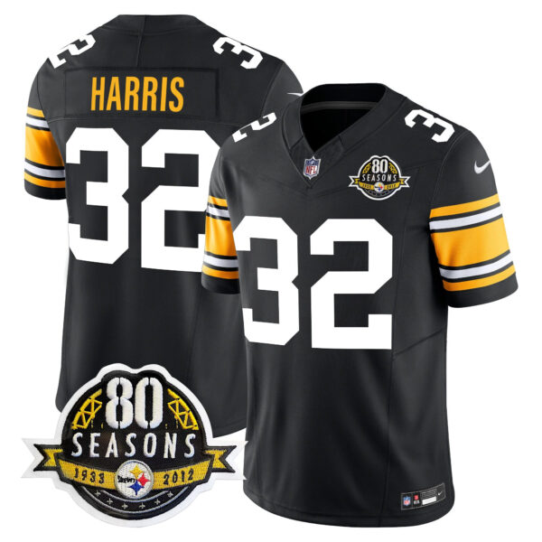 Pittsburgh Steelers 80th Anniversary Patch Vapor Limited Jersey – All Stitched – 1975 Throwback – Franco Harris Jersey