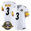 Pittsburgh Steelers 80th Anniversary Patch Vapor Limited Jersey – All Stitched – White – Russell Wilson Jersey