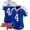 Women’s Buffalo Bills 2024 Bills Mafia Patch Vapor Limited Jersey – All Stitched – Royal Alternate – James Cook Jersey