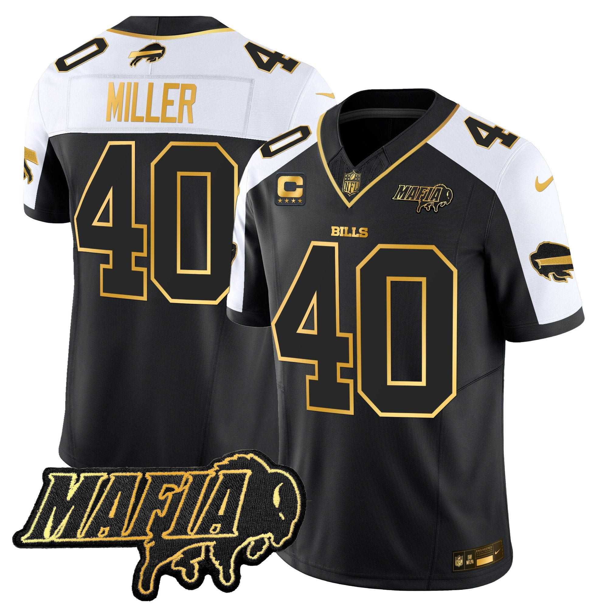 Buffalo Bills 2024 Bills Mafia Patch Gold Vapor Limited Jersey – All Stitched – Alternate – Von Miller Jersey