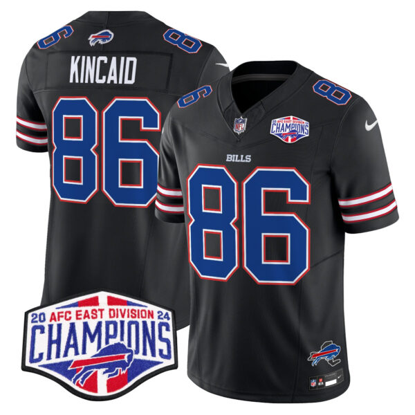 Bills 2024 AFC East Division Champions Vapor Limited Jersey – All Stitched – Black – Dalton Kincaid Jersey