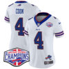 Women’s Bills 2024 AFC East Division Champions Vapor Limited Jersey – All Stitched – White – James Cook Jersey