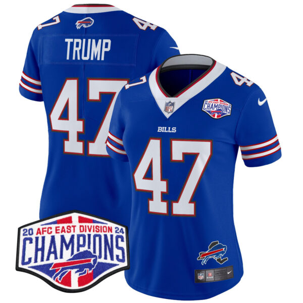 Women’s Bills 2024 AFC East Division Champions Vapor Limited Jersey – All Stitched – Royal – Donald Trump Jersey