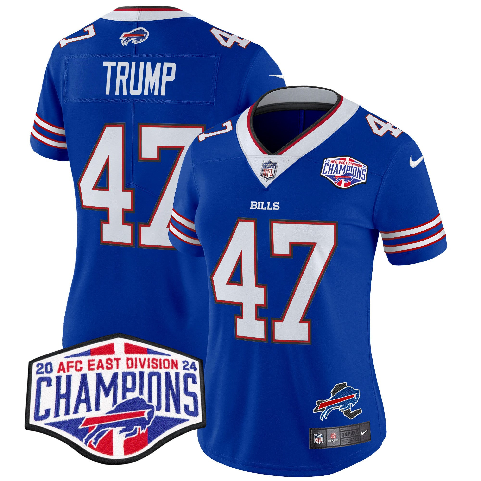 Women’s Bills 2024 AFC East Division Champions Vapor Limited Jersey – All Stitched – Royal – Donald Trump Jersey