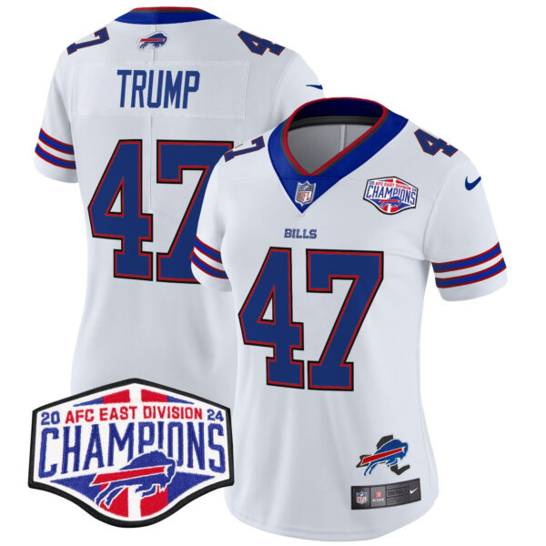 Women’s Bills 2024 AFC East Division Champions Vapor Limited Jersey – All Stitched – White – Donald Trump Jersey