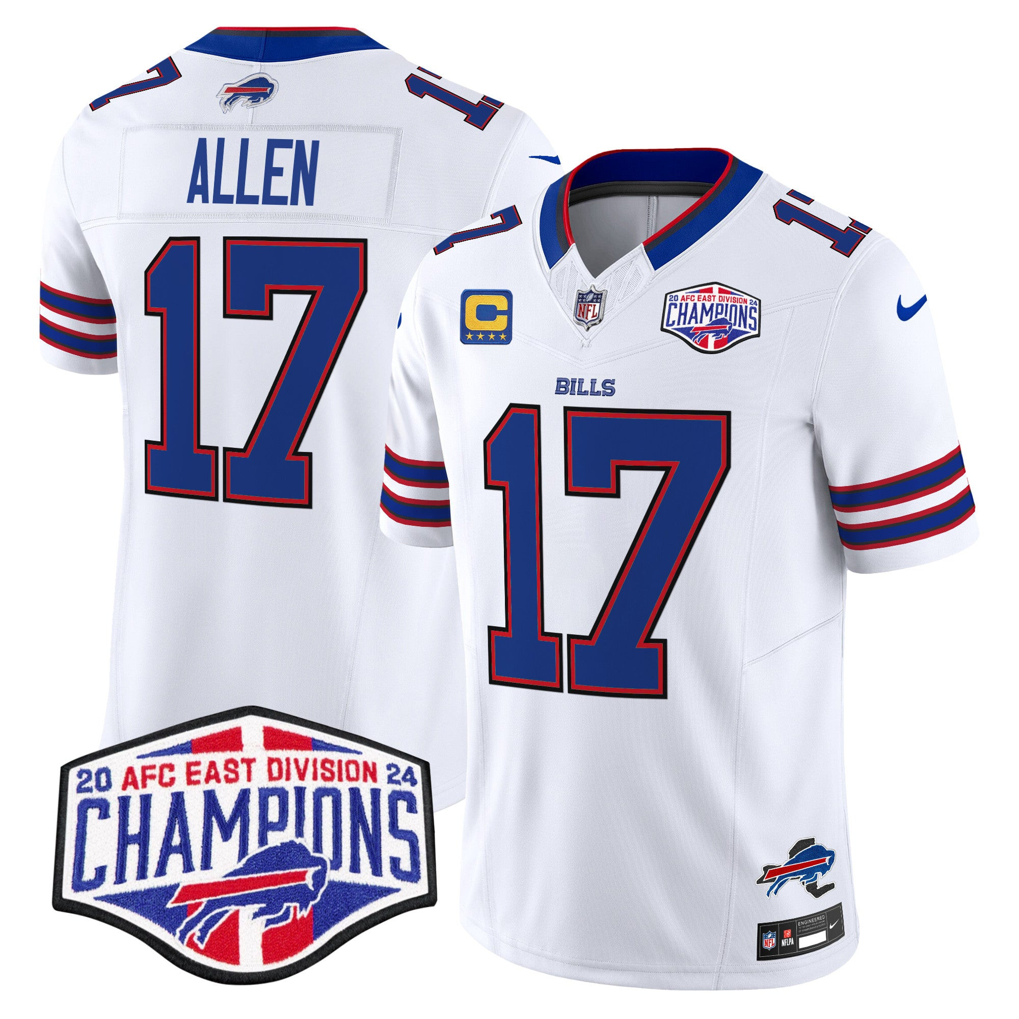 Bills 2024 AFC East Division Champions Vapor Limited Jersey – All Stitched – White – Josh Allen Jersey