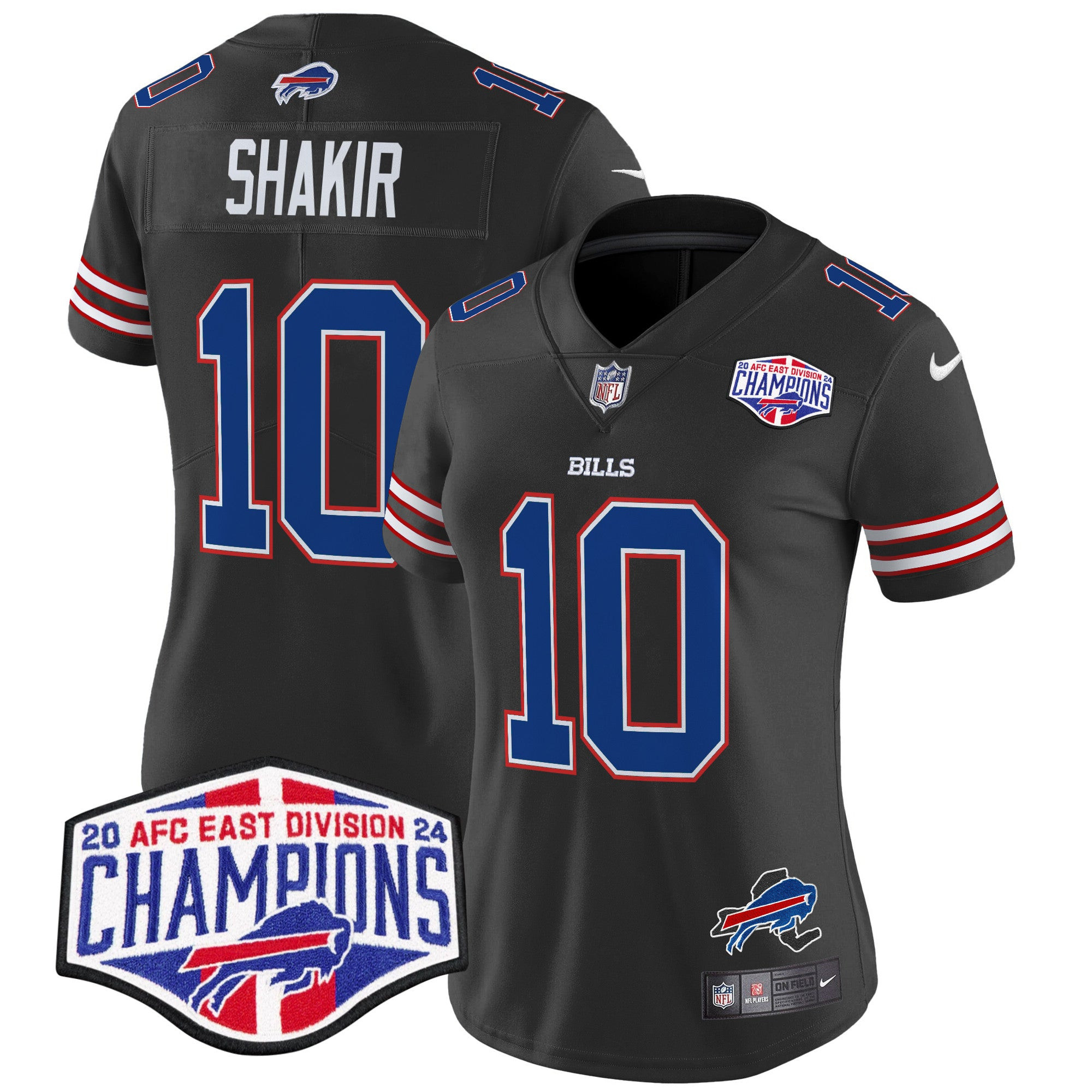 Women’s Bills 2024 AFC East Division Champions Vapor Limited Jersey – All Stitched – Black – Khalil Shakir Jersey