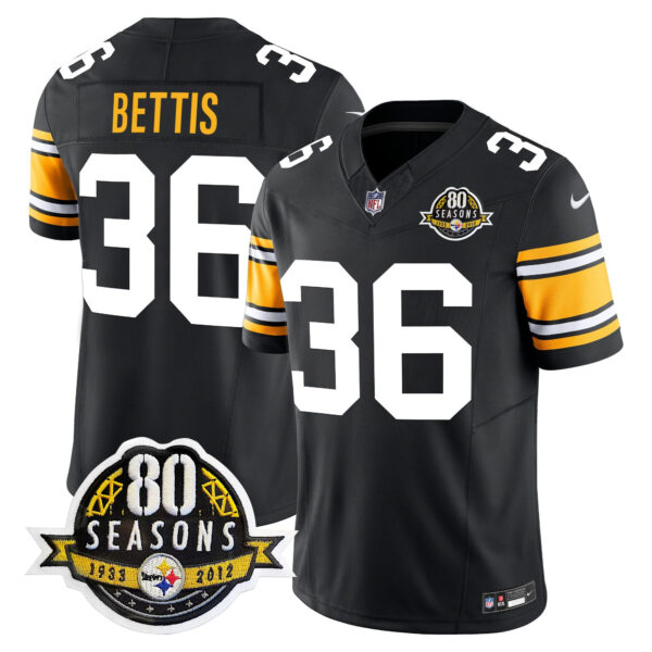 Pittsburgh Steelers 80th Anniversary Patch Vapor Limited Jersey – All Stitched – 1975 Throwback – Jerome Bettis Jersey