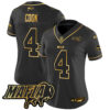 Women’s Buffalo Bills 2024 Bills Mafia Patch Gold Vapor Limited Jersey – All Stitched – Black Gold – James Cook Jersey