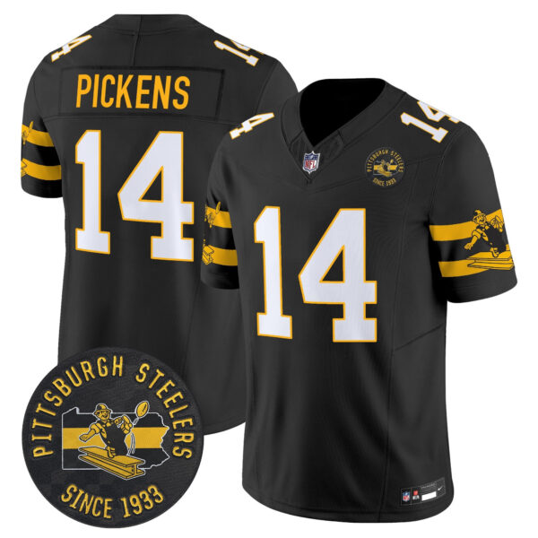 Pittsburgh Steelers Throwback 1933 Patch Vapor Limited Jersey – All Stitched – Black – George Pickens Jersey