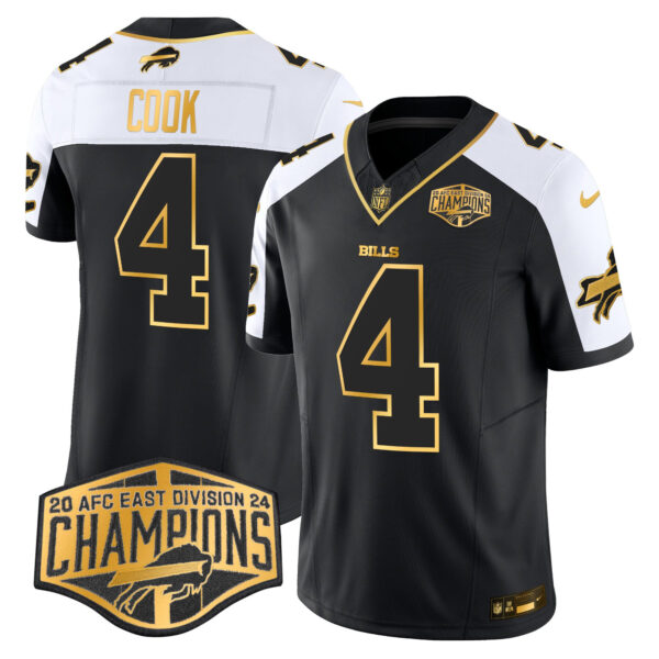 Bills 2024 AFC East Division Champions Gold Vapor Limited Jersey – All Stitched – Alternate – James Cook Jersey