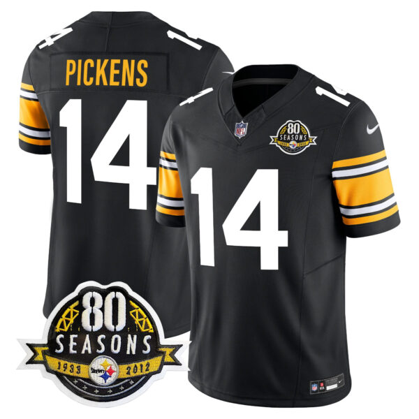 Pittsburgh Steelers 80th Anniversary Patch Vapor Limited Jersey – All Stitched – 1975 Throwback – George Pickens Jersey