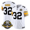 Pittsburgh Steelers 80th Anniversary Patch Vapor Limited Jersey – All Stitched – 1975 White – Franco Harris Jersey