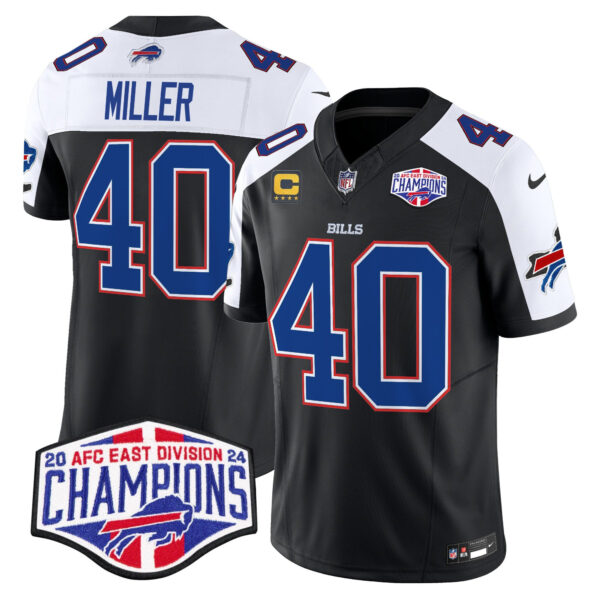 Bills 2024 AFC East Division Champions Vapor Limited Jersey – All Stitched – Black Alternate – Von Miller Jersey