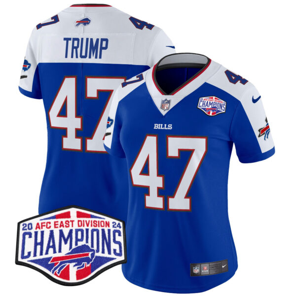 Women’s Bills 2024 AFC East Division Champions Vapor Limited Jersey – All Stitched – Royal Alternate – Donald Trump Jersey