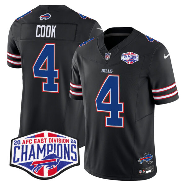 Bills 2024 AFC East Division Champions Vapor Limited Jersey – All Stitched – Black – James Cook Jersey