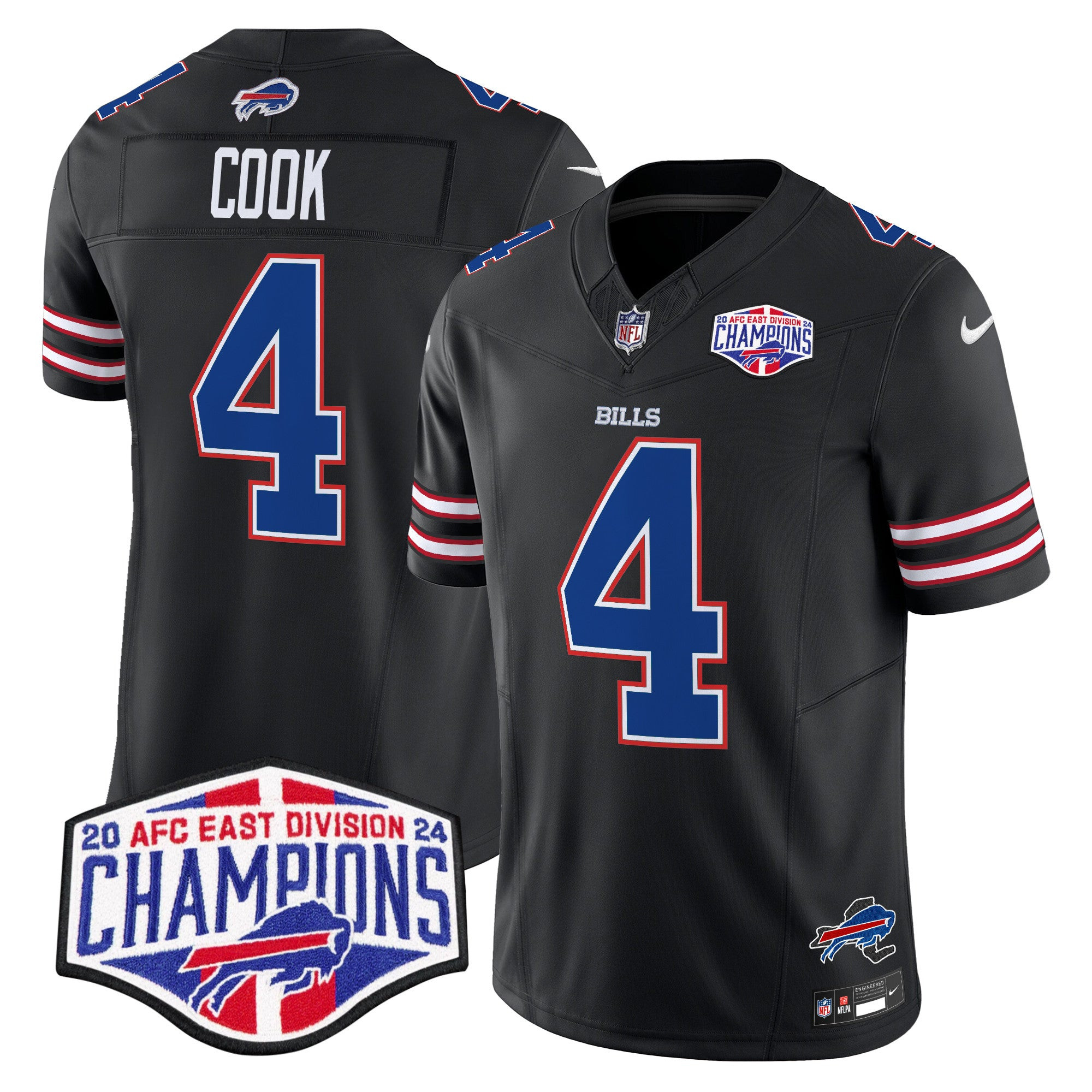 Bills 2024 AFC East Division Champions Vapor Limited Jersey – All Stitched – Black – James Cook Jersey