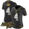 Women’s Buffalo Bills 2024 Bills Mafia Patch Gold Vapor Limited Jersey – All Stitched – Black Limited – James Cook Jersey