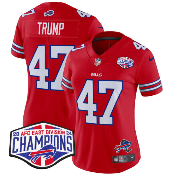 Women’s Bills 2024 AFC East Division Champions Vapor Limited Jersey – All Stitched – Red – Donald Trump Jersey