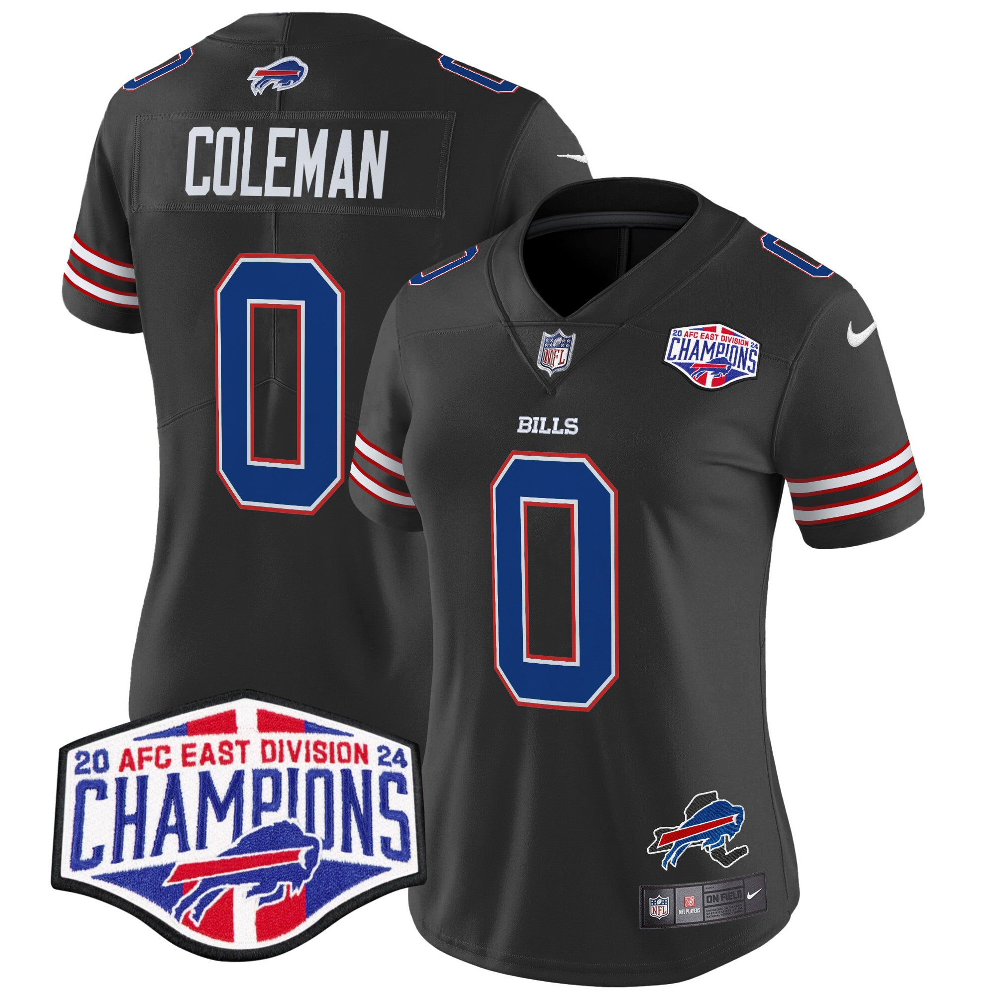 Women’s Bills 2024 AFC East Division Champions Vapor Limited Jersey – All Stitched – Black – Keon Coleman Jersey