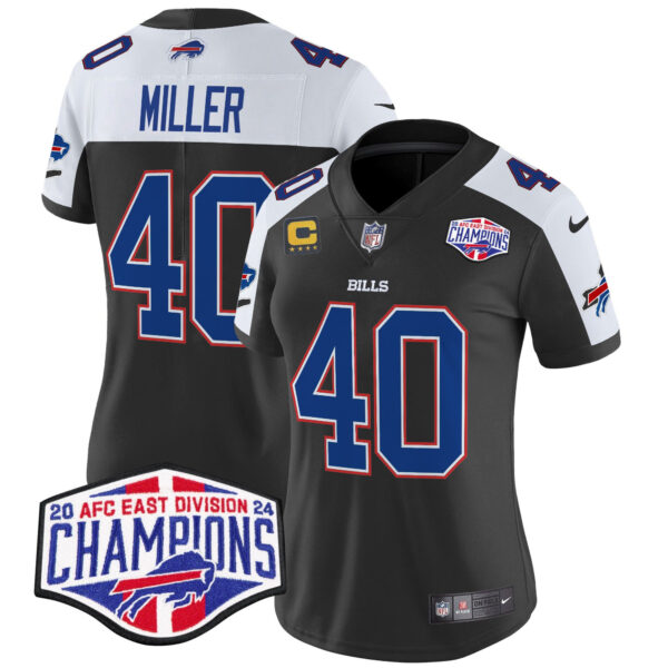 Women’s Bills 2024 AFC East Division Champions Vapor Limited Jersey – All Stitched – Black Alternate – Von Miller Jersey