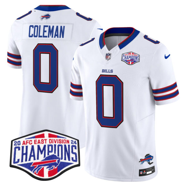 Bills 2024 AFC East Division Champions Vapor Limited Jersey – All Stitched – White – Keon Coleman Jersey