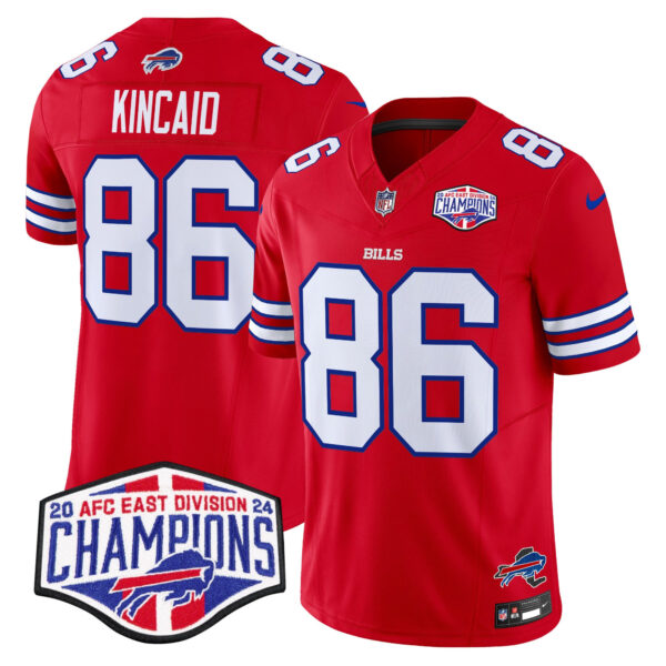 Bills 2024 AFC East Division Champions Vapor Limited Jersey – All Stitched – Red – Dalton Kincaid Jersey