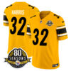 Pittsburgh Steelers 80th Anniversary Patch Vapor Limited Jersey – All Stitched – Gold – Franco Harris Jersey