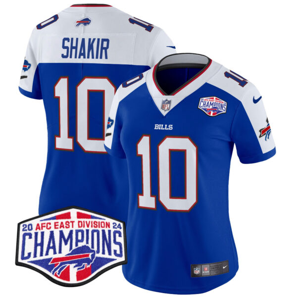 Women’s Bills 2024 AFC East Division Champions Vapor Limited Jersey – All Stitched – Royal Alternate – Khalil Shakir Jersey