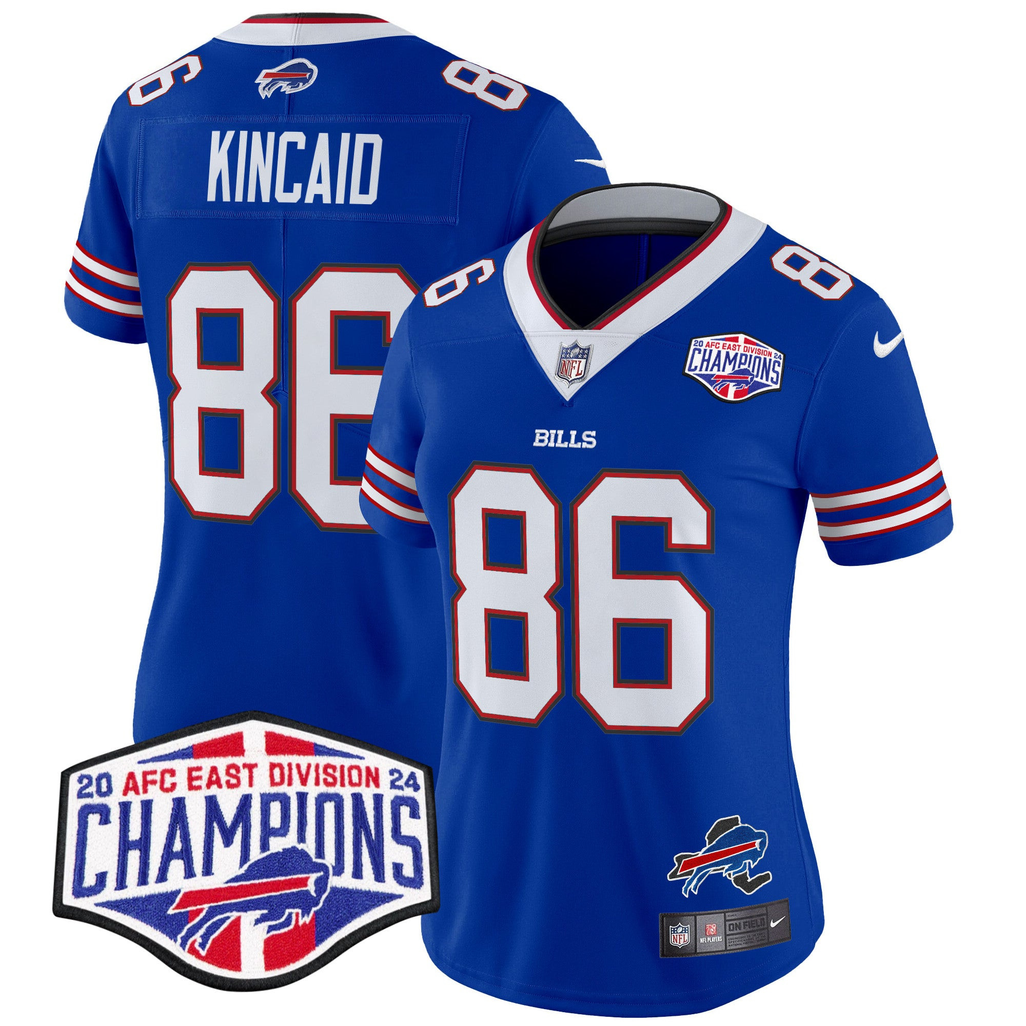 Women’s Bills 2024 AFC East Division Champions Vapor Limited Jersey – All Stitched – Royal – Dalton Kincaid Jersey