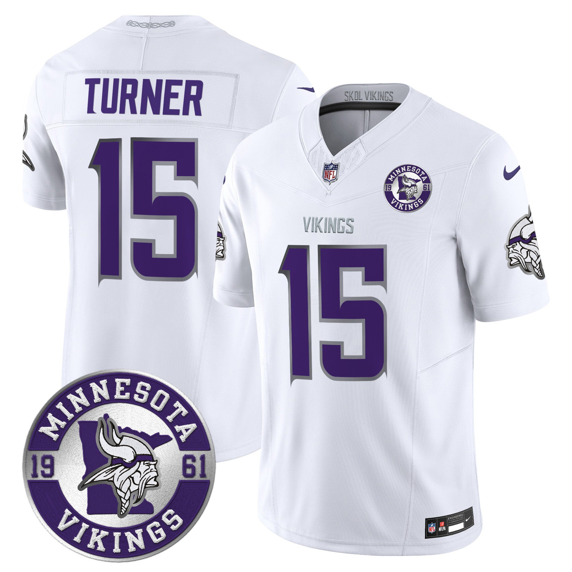 Minnesota Vikings King Of The North Patch Vapor Limited Jersey – Est. 1961 Patch – All Stitched – Winter Warrior – Dallas Turner Jersey