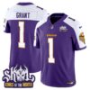 Minnesota Vikings King Of The North Patch Throwback Vapor Limited Jersey V2 – All Stitched – Purple Alternate – Bud Grant Jersey