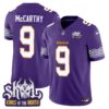 Minnesota Vikings King Of The North Patch Throwback Vapor Limited Jersey V2 – All Stitched – Purple – J.J. McCarthy Jersey