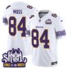 Minnesota Vikings King Of The North Patch Throwback Vapor Limited Jersey V2 – All Stitched – White – Randy Moss Jersey