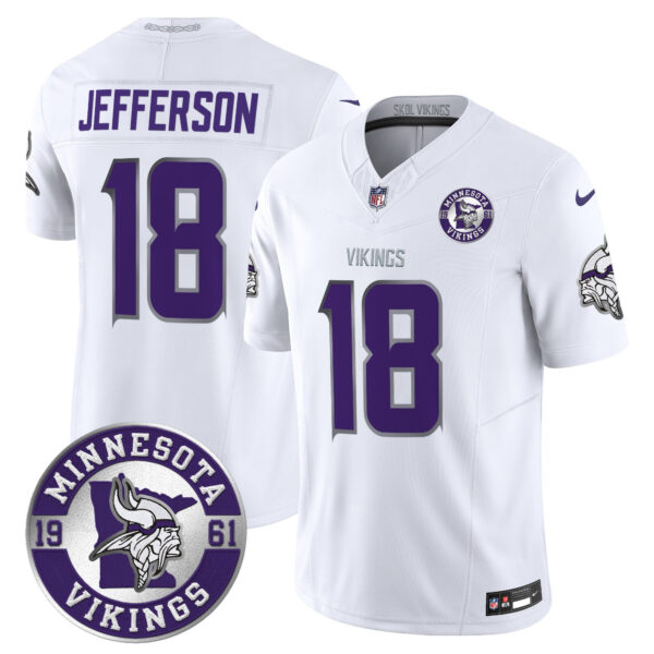 Minnesota Vikings King Of The North Patch Vapor Limited Jersey – Est. 1961 Patch – All Stitched – Winter Warrior – Justin Jefferson Jersey