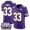 Minnesota Vikings King Of The North Patch Throwback Vapor Limited Jersey V2 – All Stitched – Purple – Aaron Jones Jersey